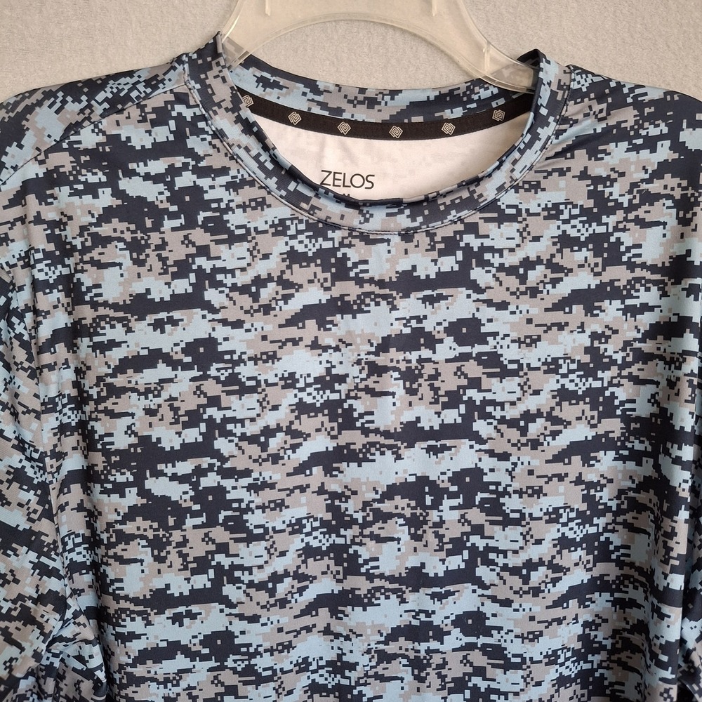 Zelos Men's Medium Shirt Athletic Tee Digital Camo Stretch Gym Performance Blue